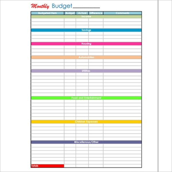 Yearly Budget Template Excel