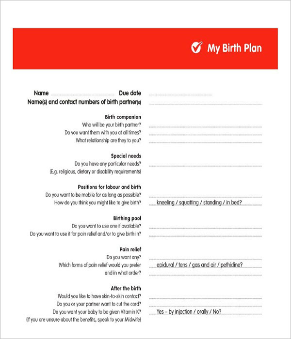 Birth Plan Checklist
