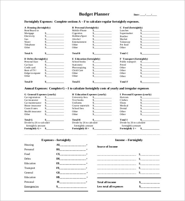 Personal Business Budget Template