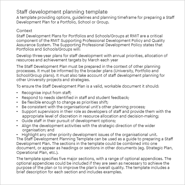 Development Plan Template Word