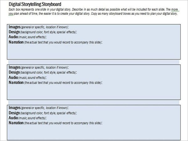 Digital Storytelling Storyboard Sample