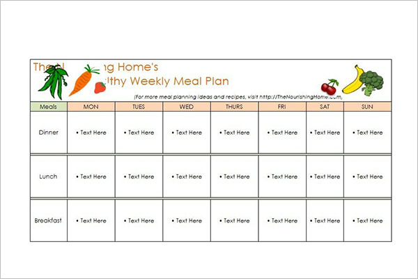 Excel Meal Planner Template.