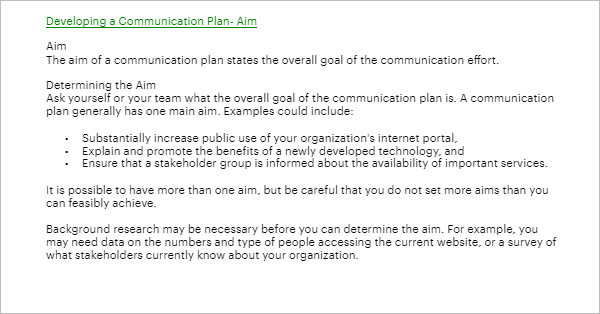 Free Communication Plan Template