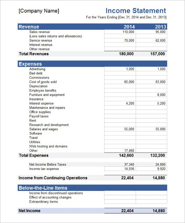 Income Statement Templates, 29+ Free Docs, Xlsx & PDF