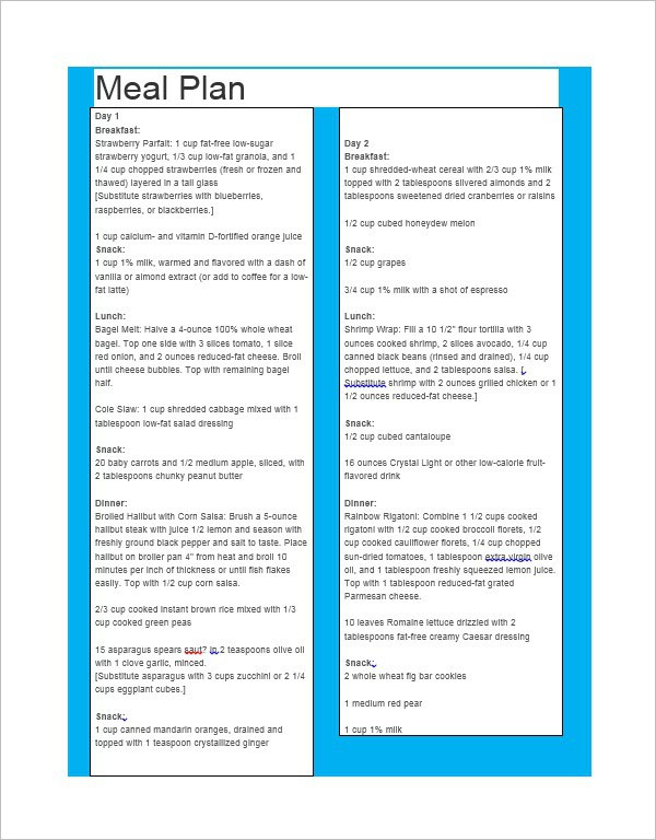 43+ Meal Planning Templates Free PDF, Doc, Excel Format Ideas