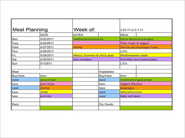 43 Meal Planning Templates Free Pdf Doc Excel Format Ideas