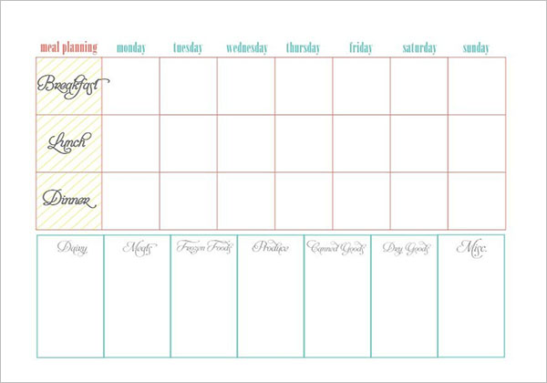 Meal Planning Template With Notes