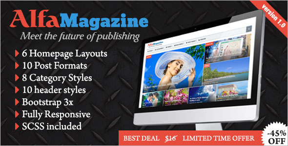 One Page Magazine Bootstrap Template