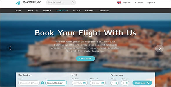 Online Tour & Travel Website Template