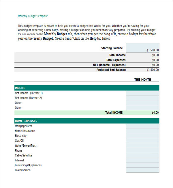 Personal Budget Template PDF