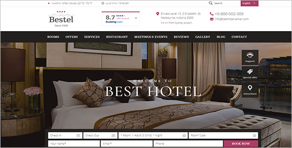 Resort Rooms Booking Website Template