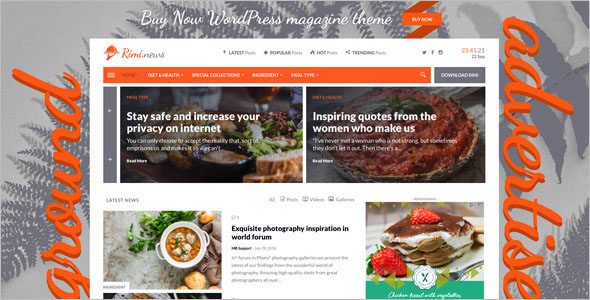 Retina Ready Food Blog WordPress Template