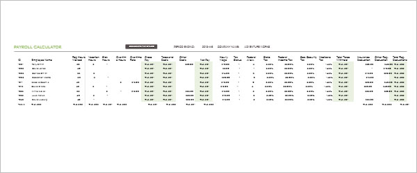 Salary Payroll Calculator Template