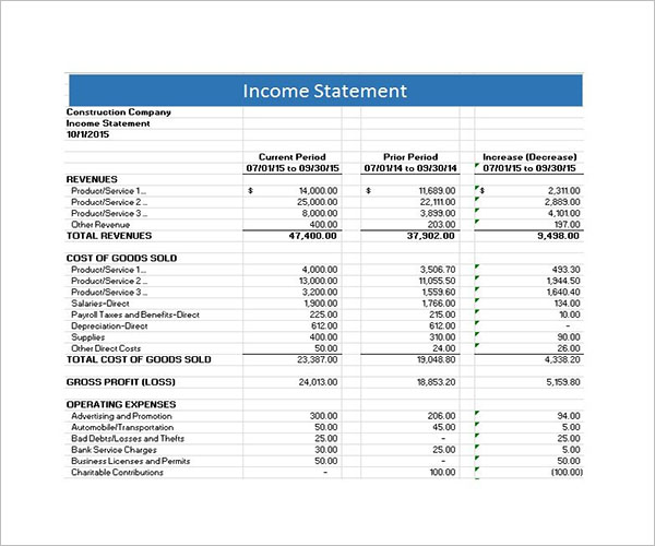 36 Income Statement Templates Free Pdf Excel Word Xls Formats 