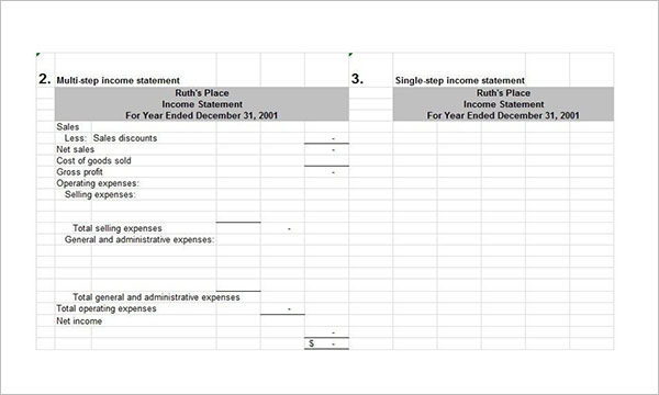 Year End Income Statement Example