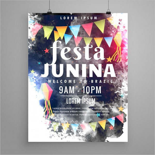 Festa Watercolor Hanging Poster Template