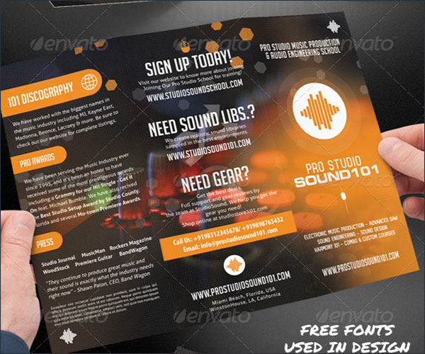 Music Studio Trifold Brochure