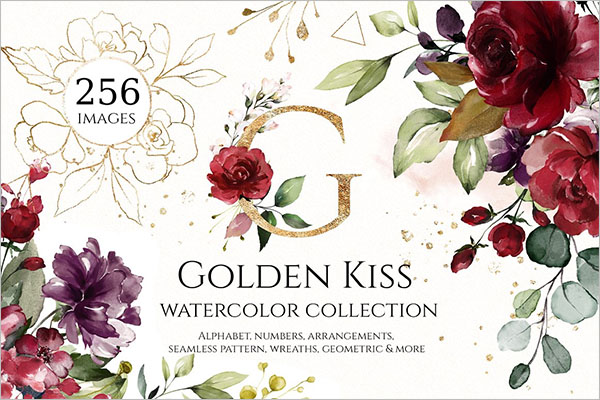 Vintage Watercolor Floral Set