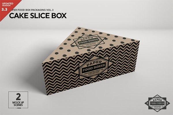 Cake Slice Box Packing Mockup