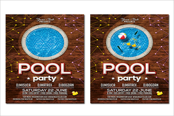 Editable Pool Party Flyer Design