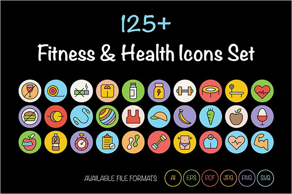 fitness and health icons Premium