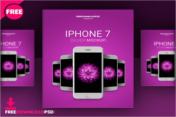Free iphone 7 Silver Mockup