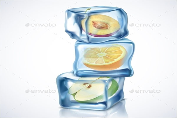 Ice Cube With Fruits Background