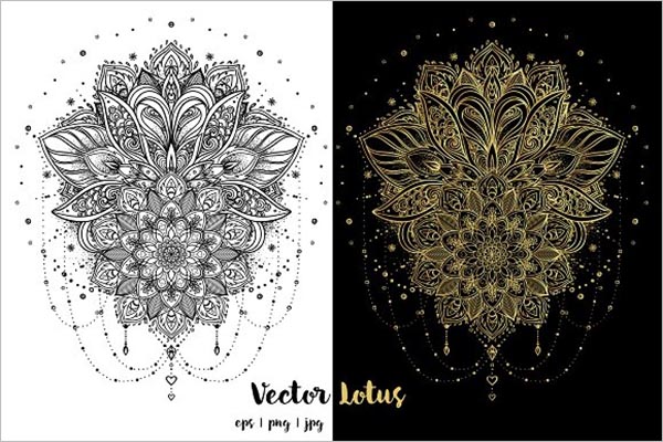 Lotus Tattoo Icon Design