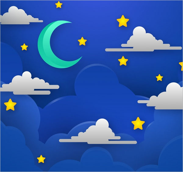 Moon & Clouds In Paper Texture