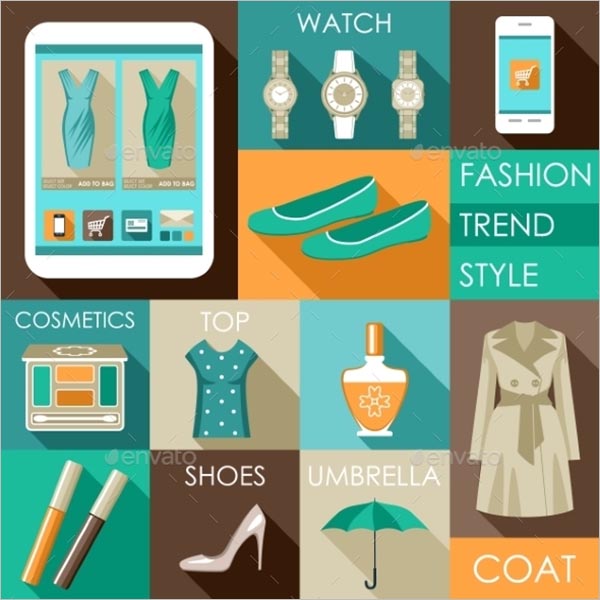 Set Of Flat Design Fashion Icon