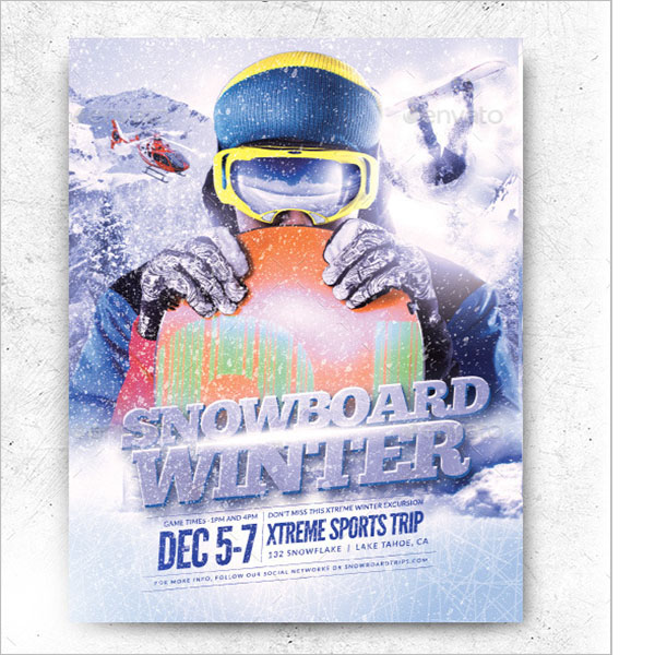 Snowboard Winter Flyer Template