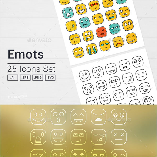 Square Emoji Icons Set OfÂ  Symbols