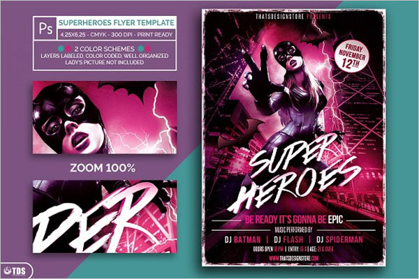 Superhero Night Flyer Template