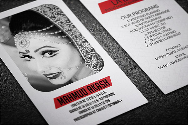 Wedding Management Business Card