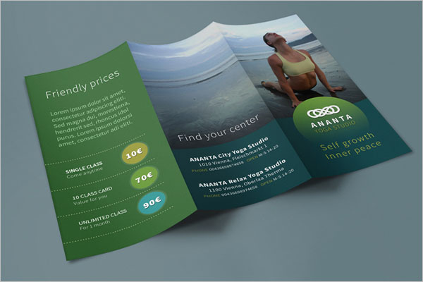 Yoga Studio Tri-Fold Brochure TemplateÂ 