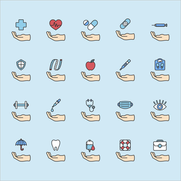 healthy living icons set Free Vector