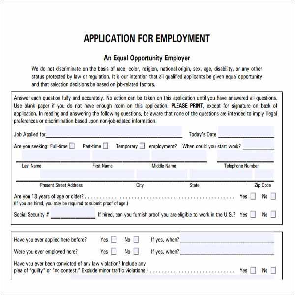 Employment Application Form Template Free from images.creativetemplate.net