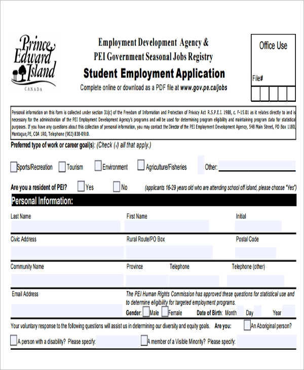 Employment Application Form Templates Free Download