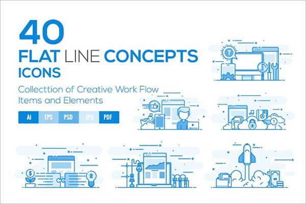 Flat Line Color App Icons