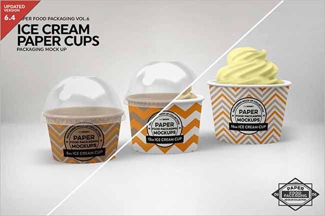 Paper Ice Cream Cup In Hand Mockup Models