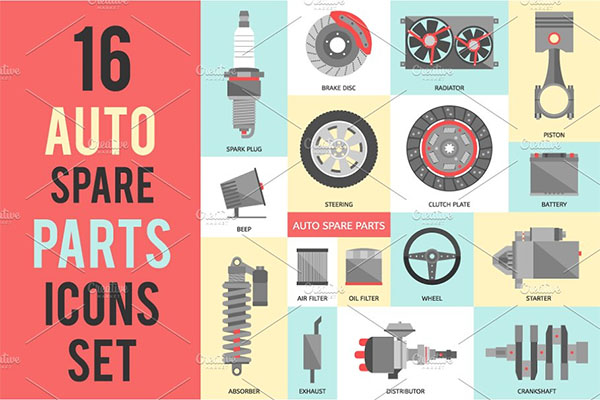 Auto Garage Spare Parts Set