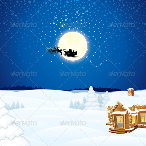 Christmas Scene with Santa Sleigh