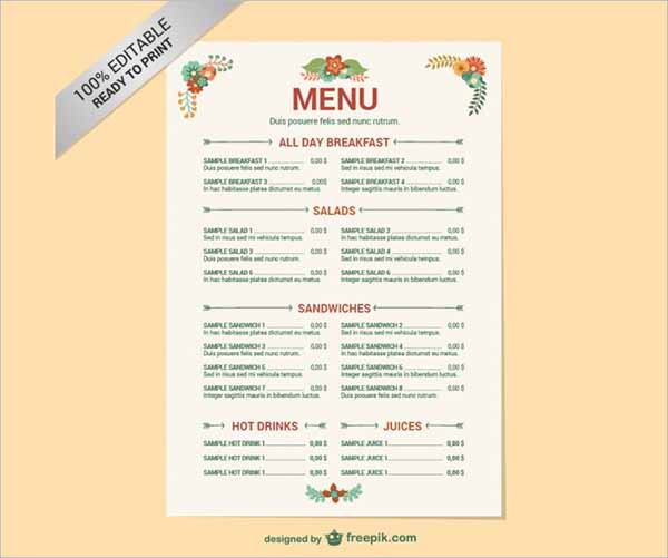 Free Menu Template Printable from images.creativetemplate.net