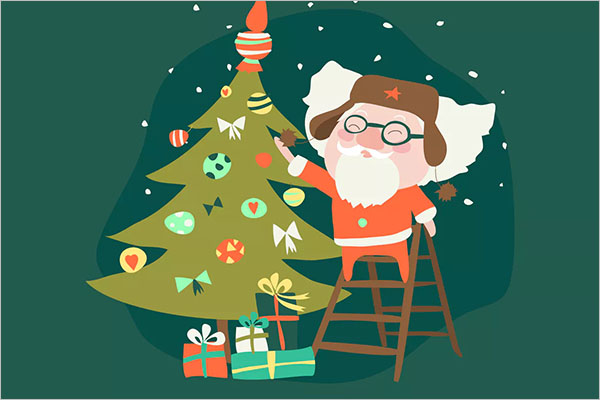 Funny Santa Claus with Christmas Decorations
