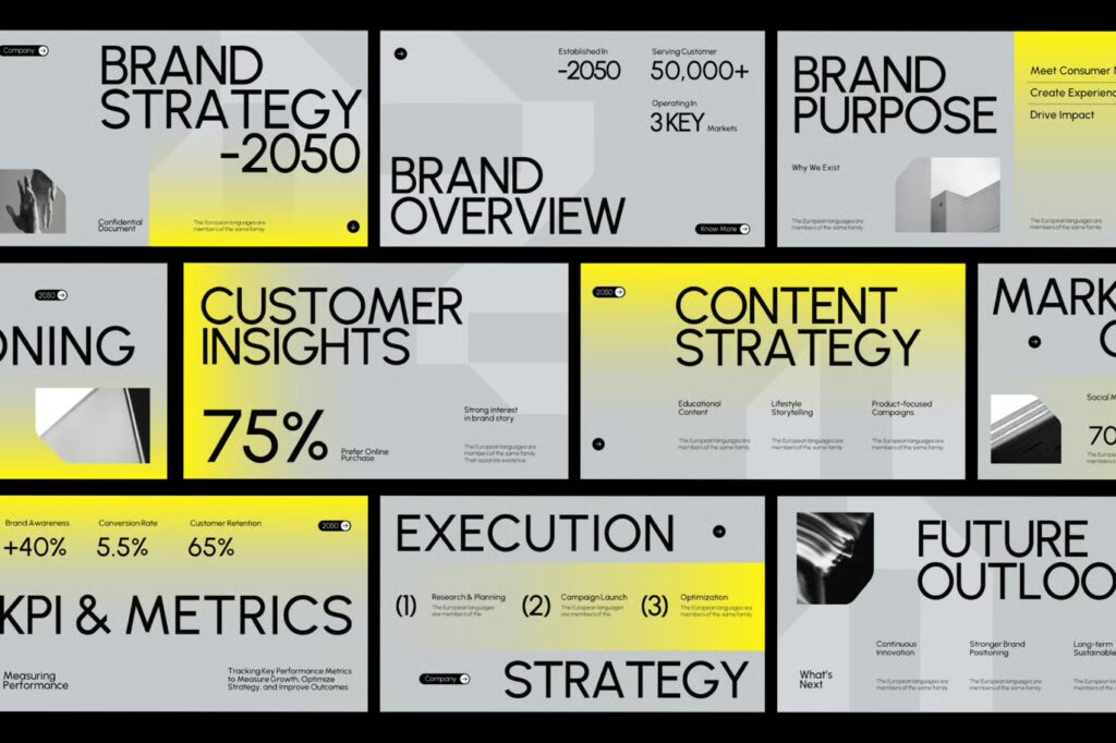 Yellow Modern Brand Strategy Templates