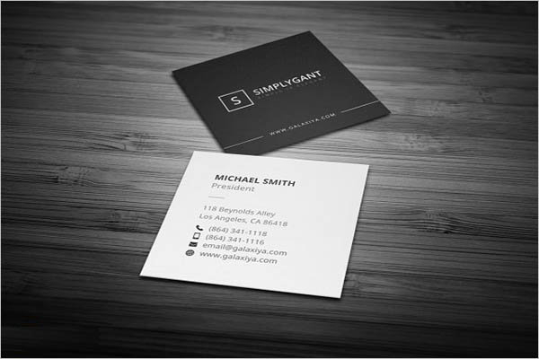 Black Minimal Square Business Card