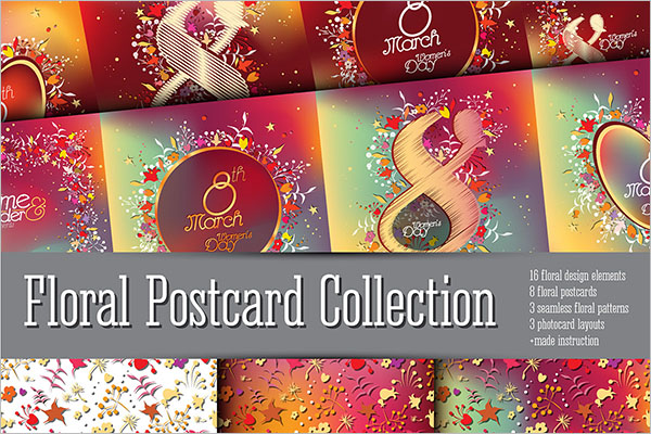  Editable Floral Postcard Collection