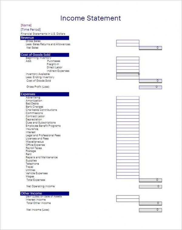 Basic Income Statement Templates - Doc,PDF,Excel