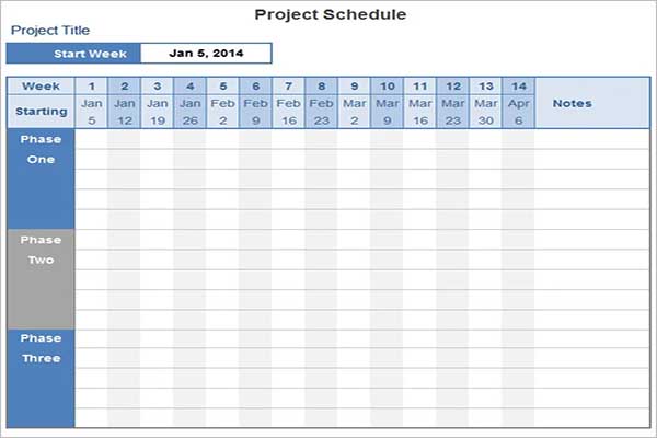 Project Schedule Templates - Free Sample, Examples Download