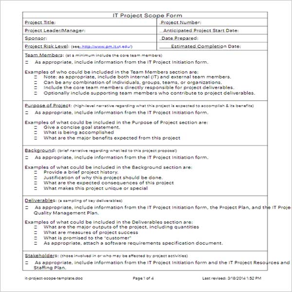 How To Scope A Project Template